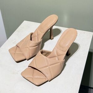 Elegant Tan Quilted Heels